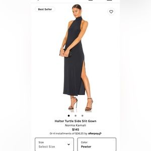Norma Kamali Halter Turtle Side Slit Gown